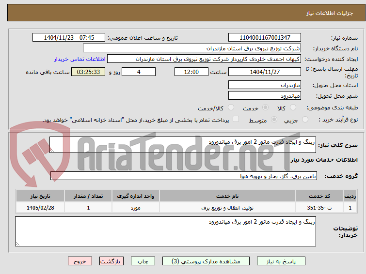 تصویر کوچک آگهی رینگ و ایجاد قدرت مانور 2 امور برق میاندورود