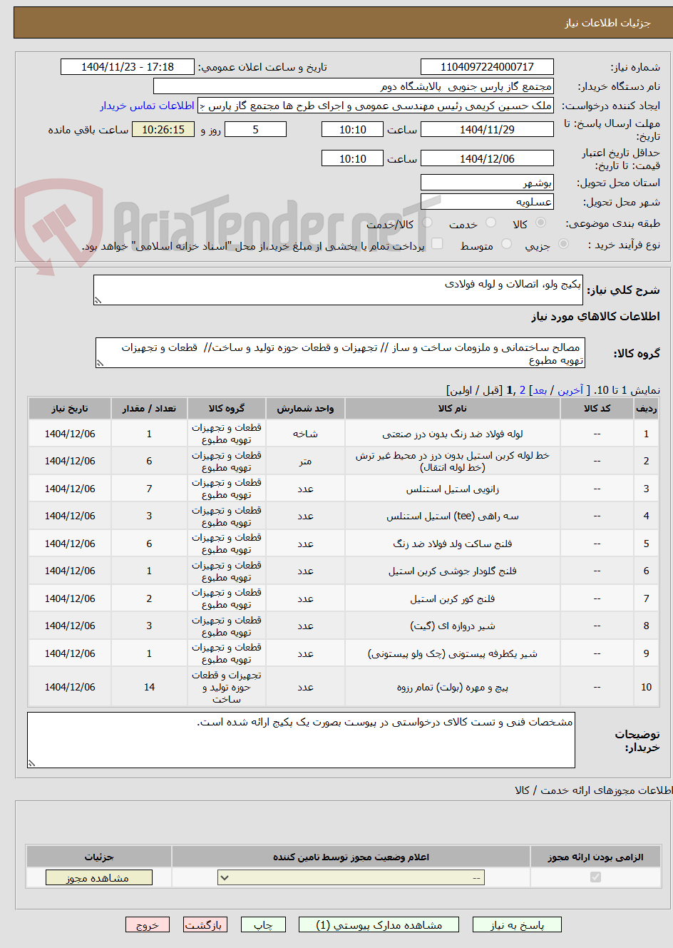 تصویر کوچک آگهی پکیج ولو، اتصالات و لوله فولادی