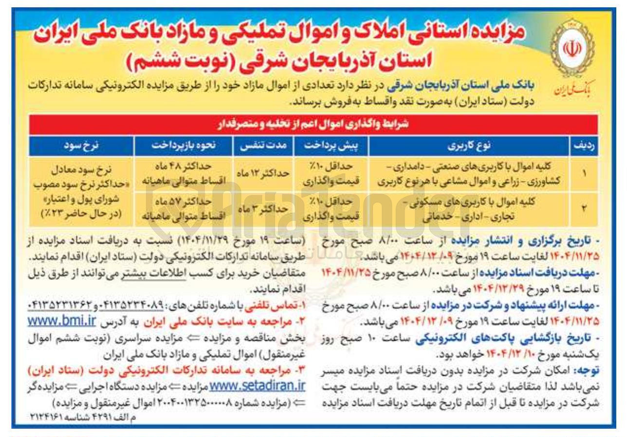 تصویر کوچک آگهی تعدادی   از اموال مازاد