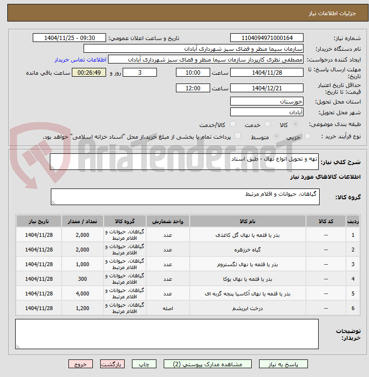 تصویر کوچک آگهی تهه و تحویل انواع نهال - طبق استاد