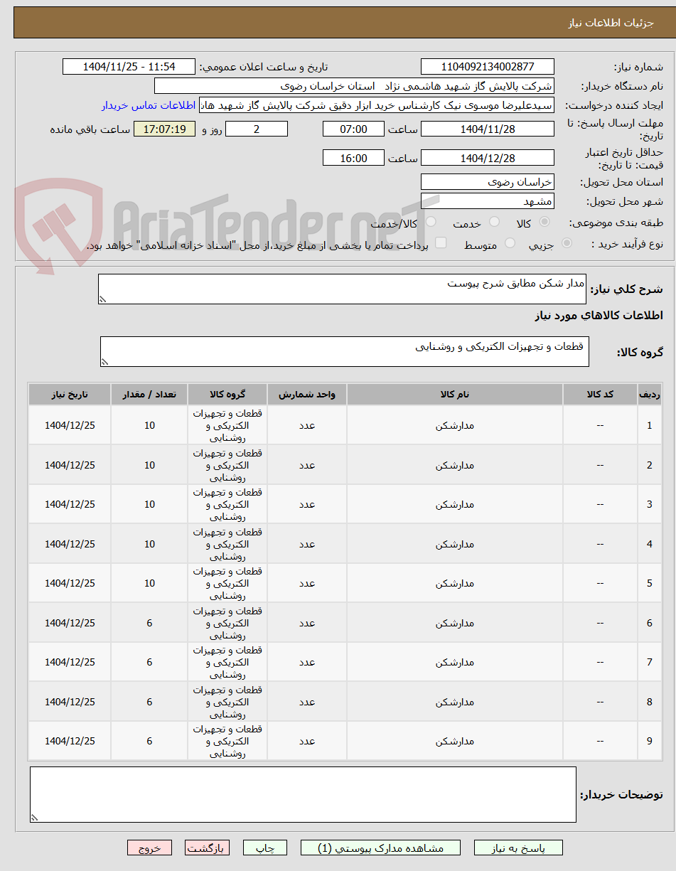 تصویر کوچک آگهی مدار شکن مطابق شرح پیوست