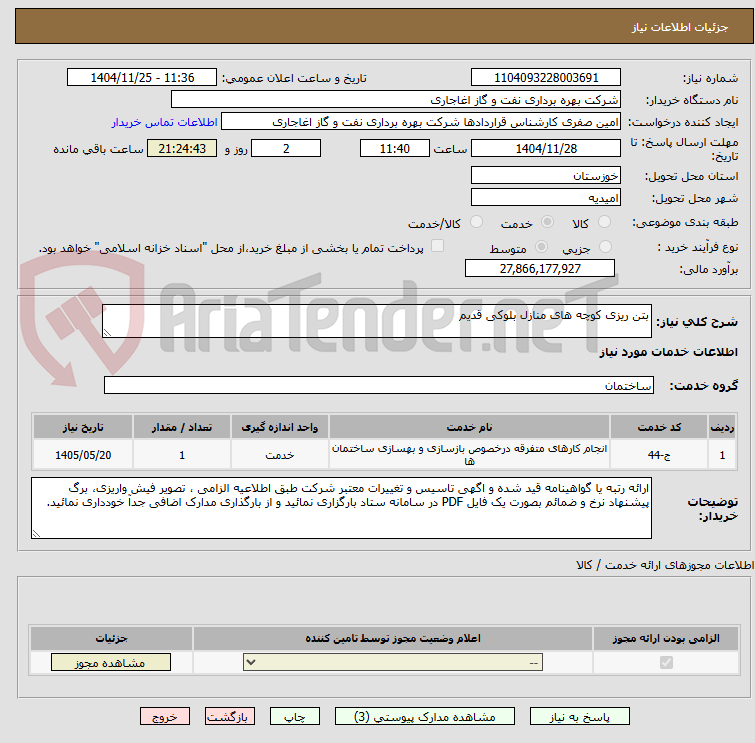 تصویر کوچک آگهی بتن ریزی کوچه های منازل بلوکی قدیم