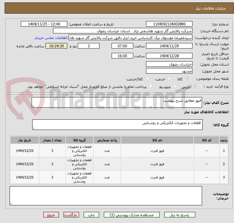 تصویر کوچک آگهی فیوز مطابق شرح پیوست