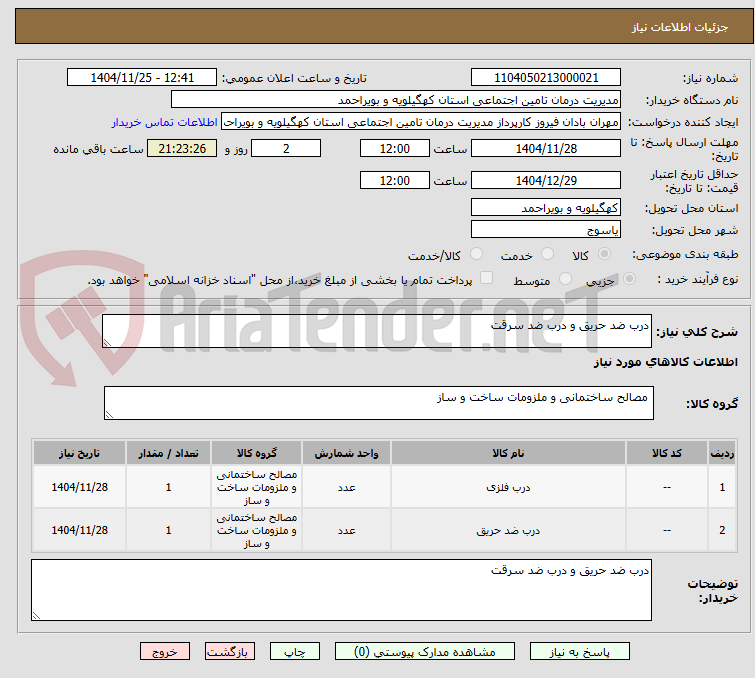 تصویر کوچک آگهی درب ضد حریق و درب ضد سرقت