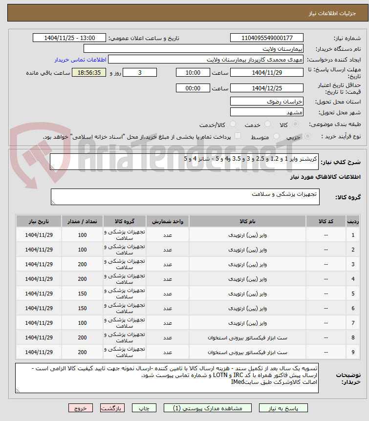 تصویر کوچک آگهی کریشنر وایر 1 و 1.2 و 2.5 و 3 و 3.5 و4 و 5 - شانز 4 و 5