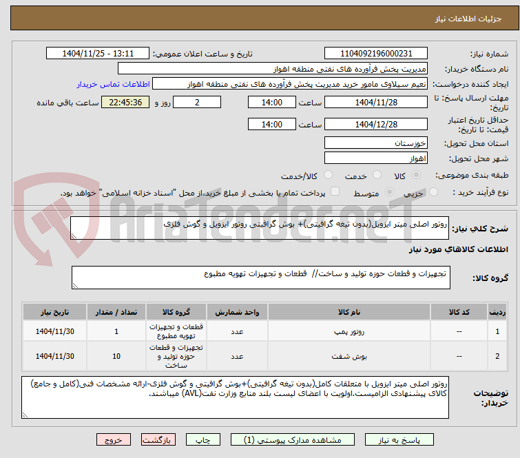 تصویر کوچک آگهی روتور اصلی میتر ایزویل(بدون تیغه گرافیتی)+ بوش گرافیتی روتور ایزویل و گوش فلزی
