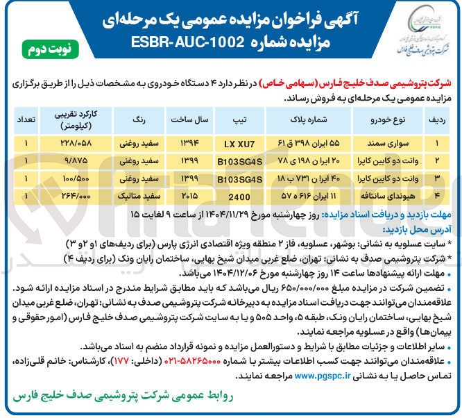 تصویر کوچک آگهی فروش ۴ دستگاه خودرو