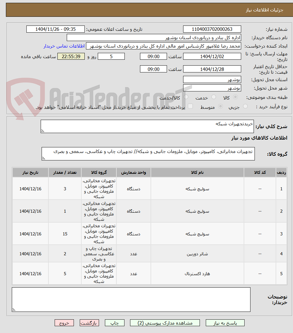 تصویر کوچک آگهی خریدتجهیزات شبکه