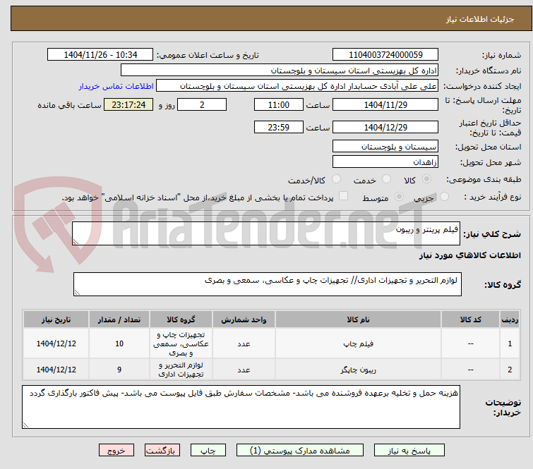 تصویر کوچک آگهی فیلم پرینتر و ریبون