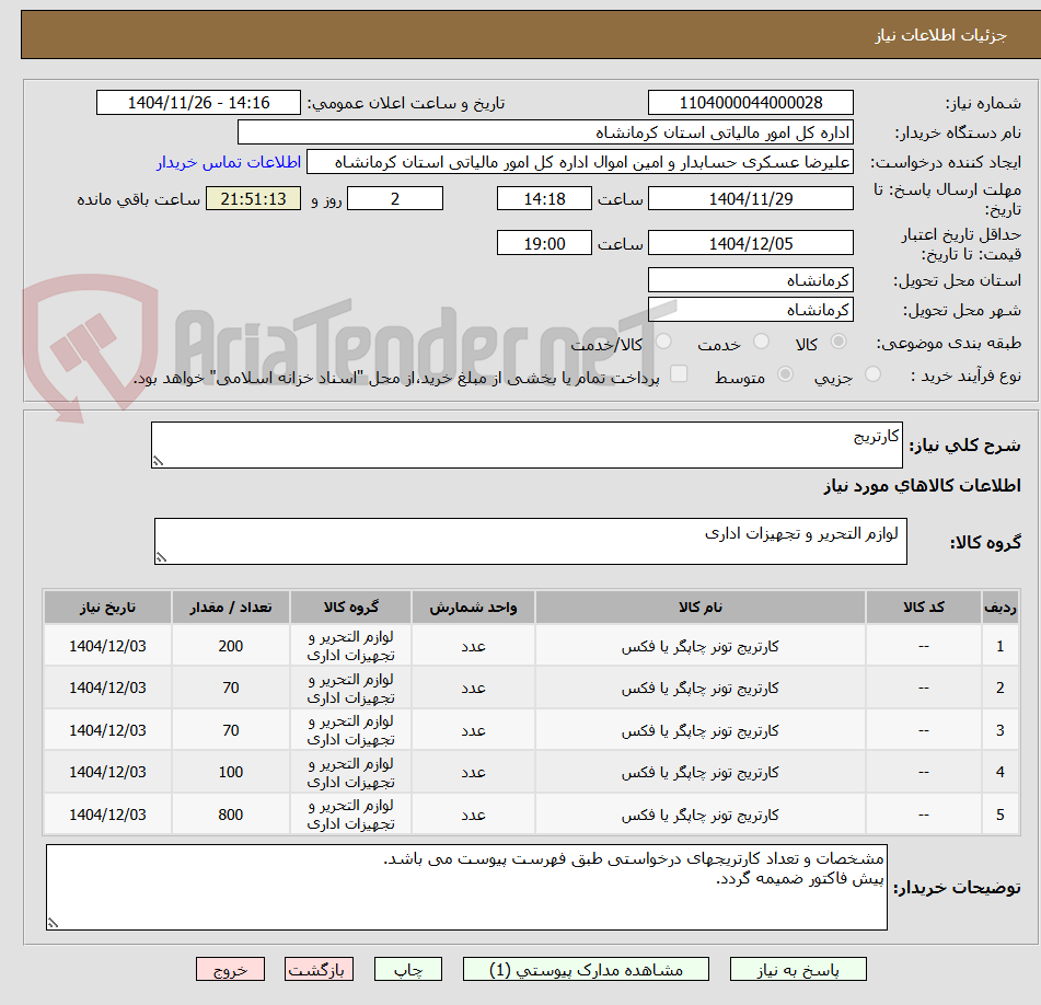 تصویر کوچک آگهی کارتریج 