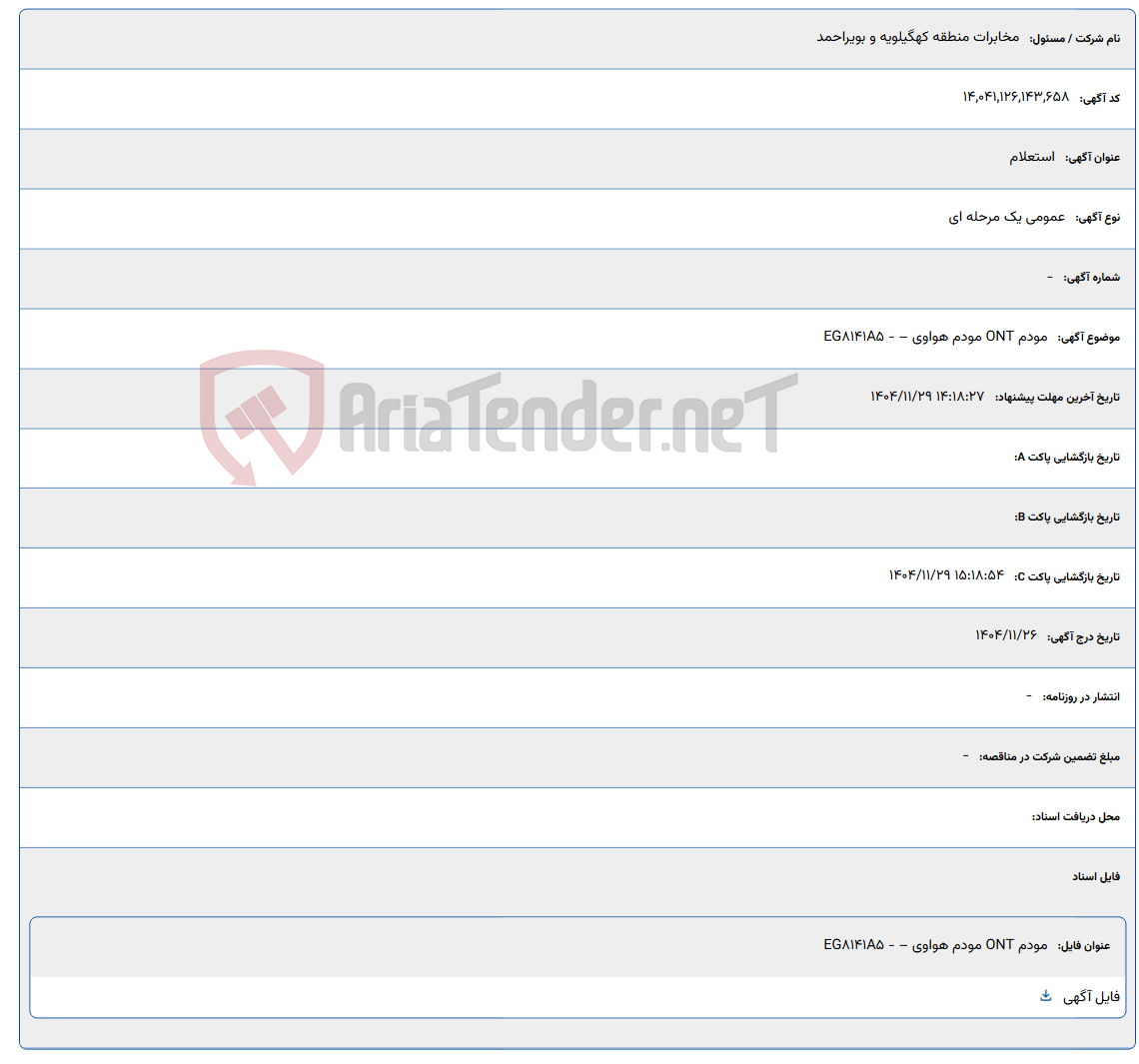 تصویر کوچک آگهی مودم ONT مودم هواوی – - EG8141A5