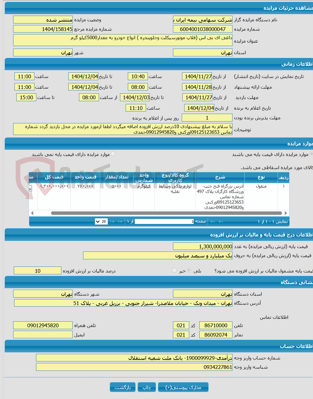 تصویر کوچک آگهی داغی ای بی اس (فلاپ موتورسیکلت وجلوپنجره ) انواع خودرو به مقدار5000کیلو گرم