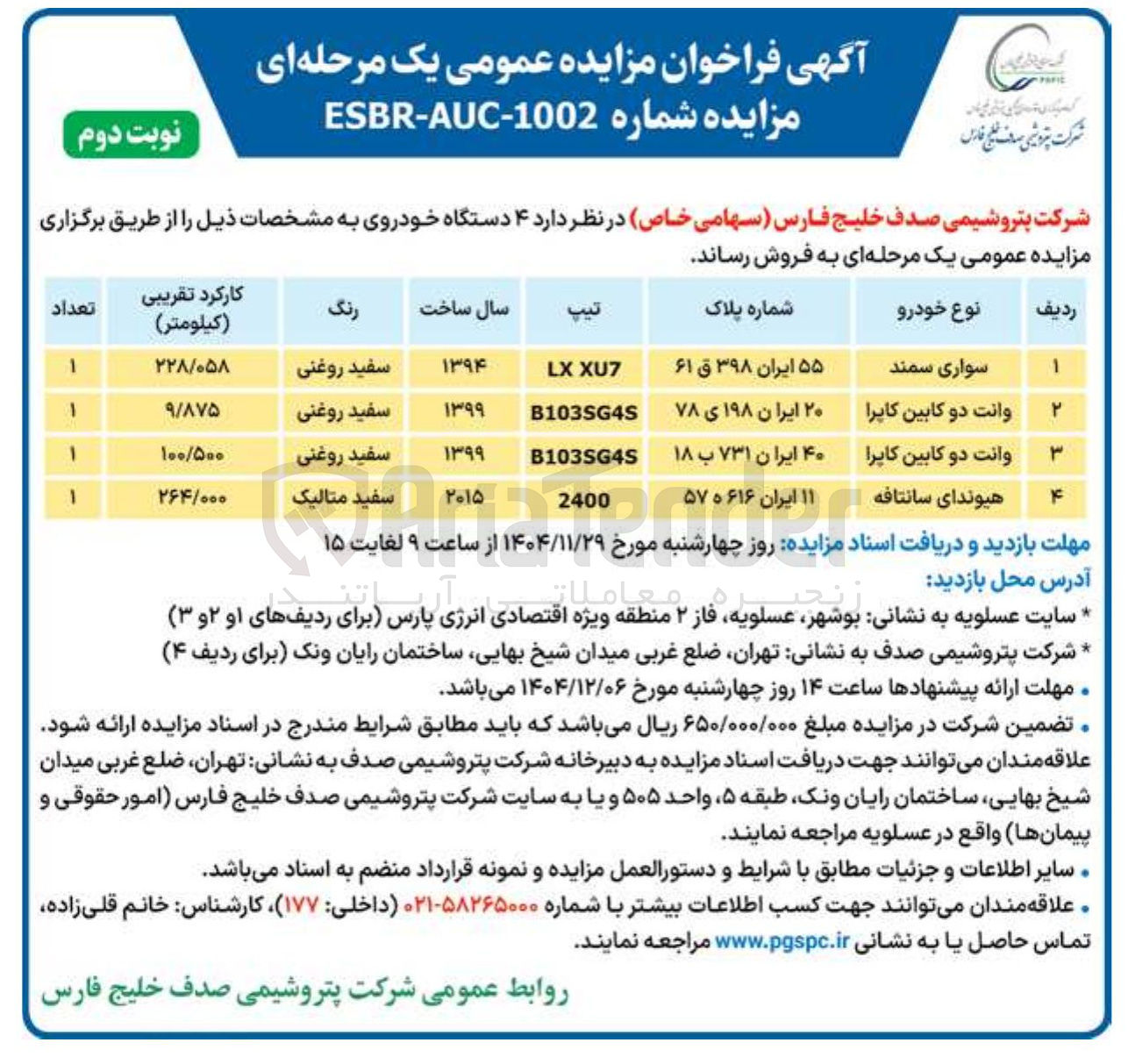تصویر کوچک آگهی فروش ۴ دستگاه خودرو