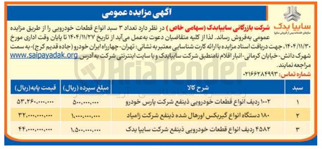 تصویر کوچک آگهی فروش 3 سبد انواع قطعات خودرویی