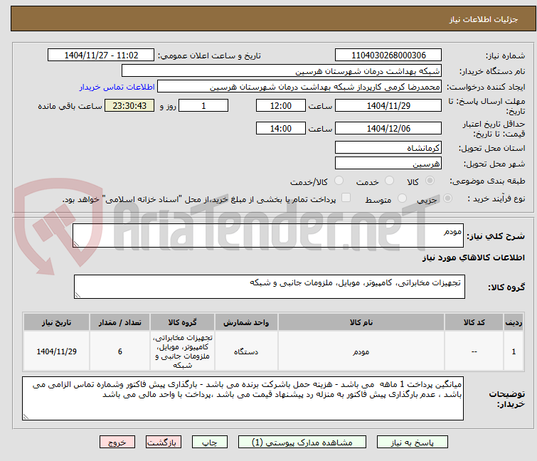 تصویر کوچک آگهی مودم