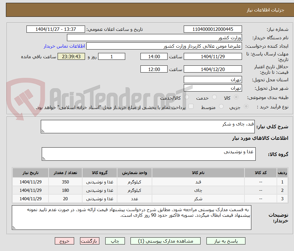 تصویر کوچک آگهی قند، چای و شکر