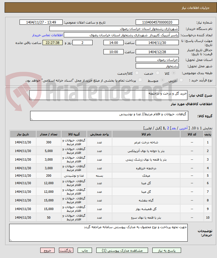 تصویر کوچک آگهی خرید گل و درخت و درختچه 