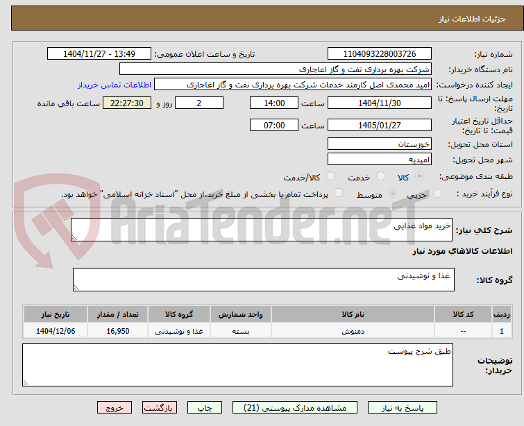 تصویر کوچک آگهی خرید مواد غذایی