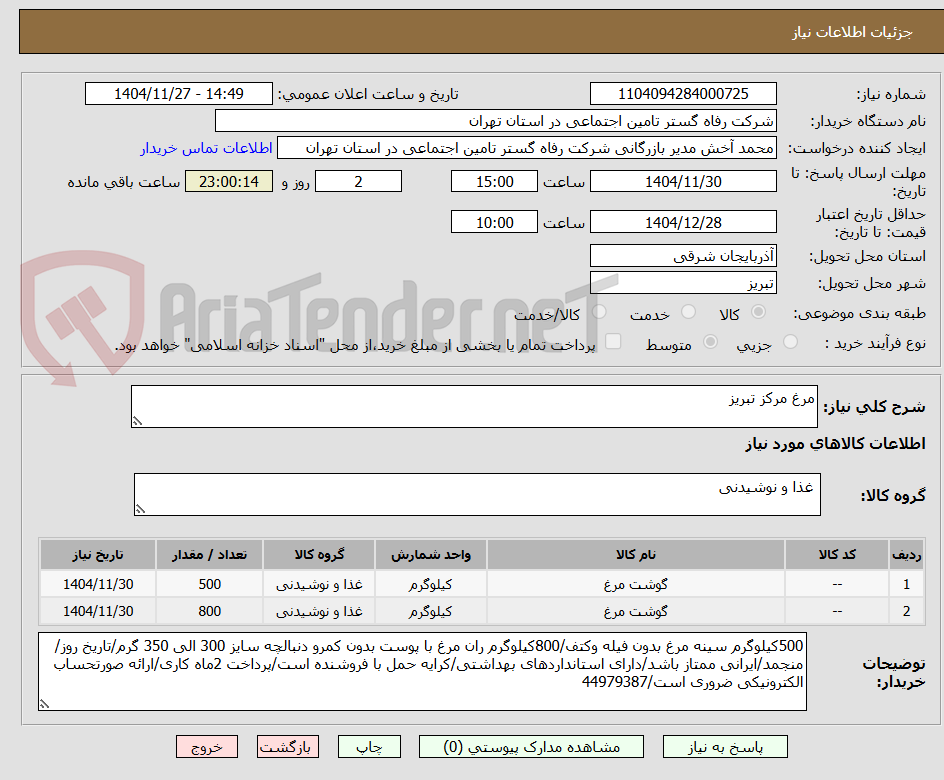 تصویر کوچک آگهی مرغ مرکز تبریز