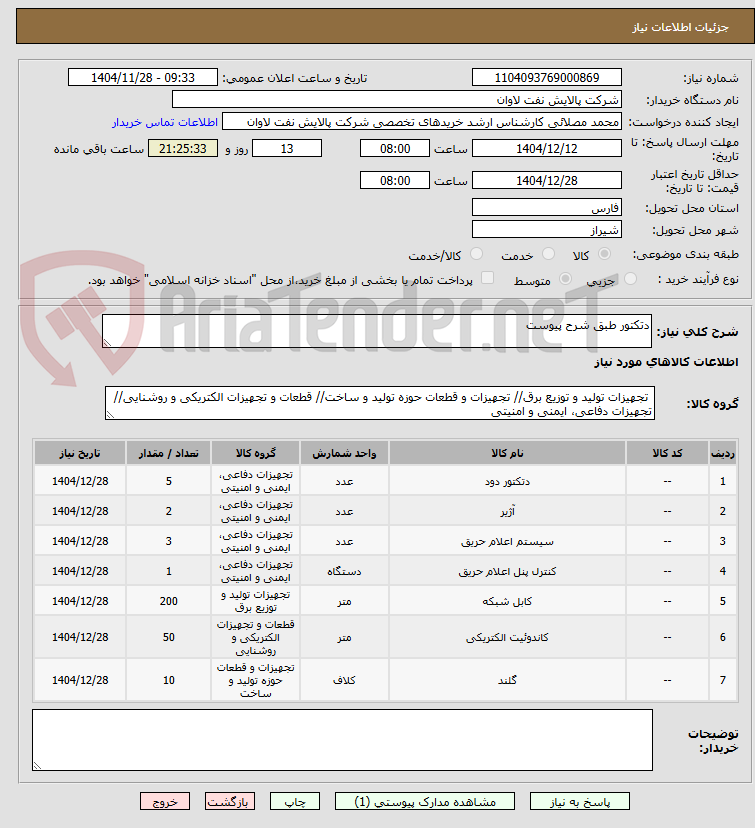 تصویر کوچک آگهی دتکتور طبق شرح پیوست