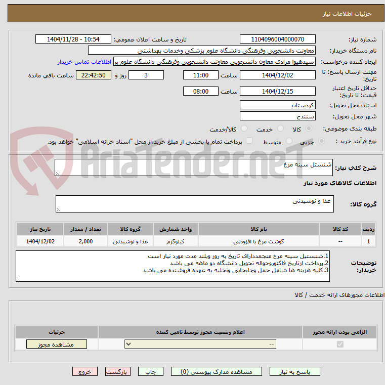 تصویر کوچک آگهی شنستل سینه مرغ 