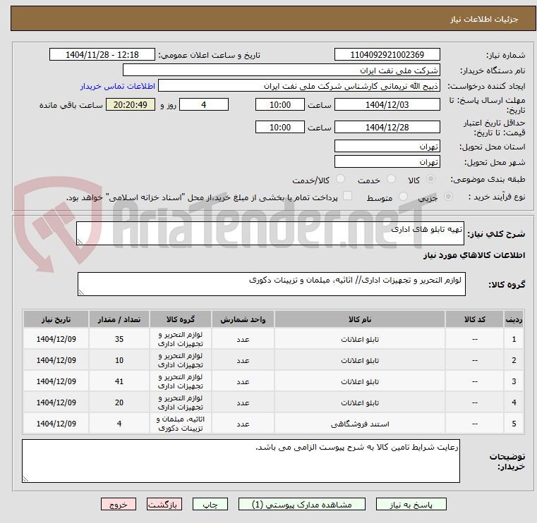 تصویر کوچک آگهی تهیه تابلو های اداری
