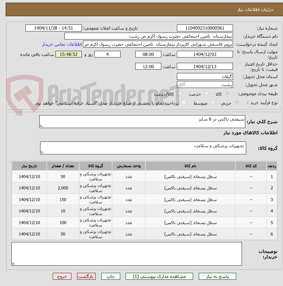 تصویر کوچک آگهی سیفتی باکس در 6 سایز