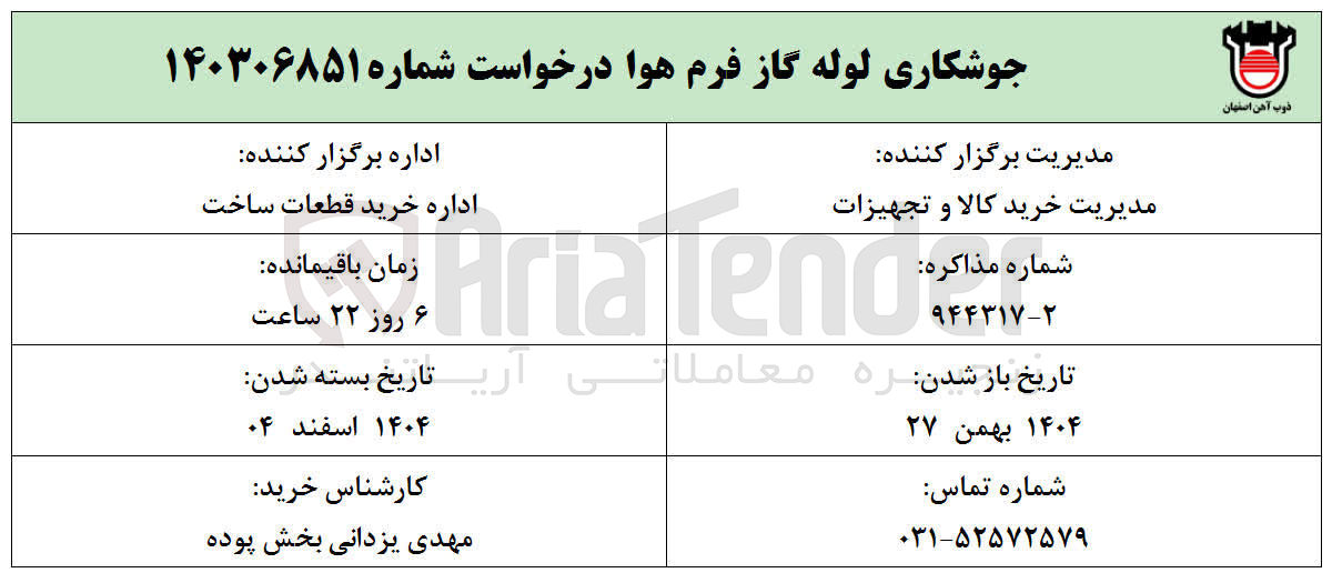 تصویر کوچک آگهی جوشکاری لوله گاز فرم هوا