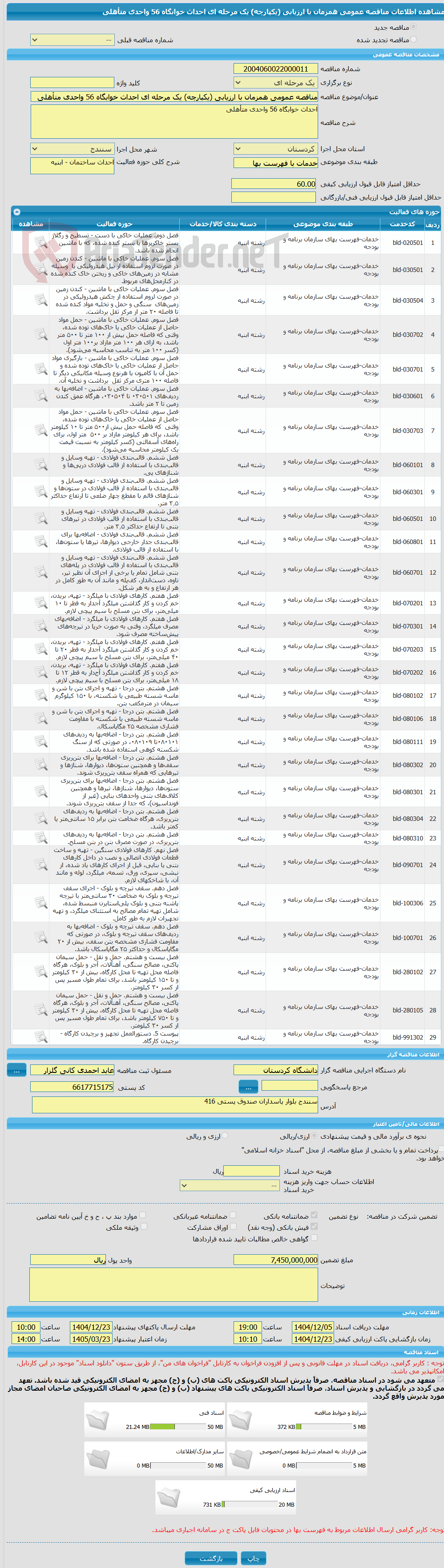 تصویر کوچک آگهی مناقصه عمومی همزمان با ارزیابی (یکپارچه) یک مرحله ای احداث خوابگاه 56 واحدی متأهلی