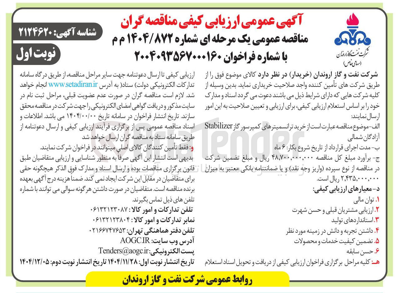 تصویر کوچک آگهی خرید ترانسمیترهای کمپرسور گاز Stabilizer 