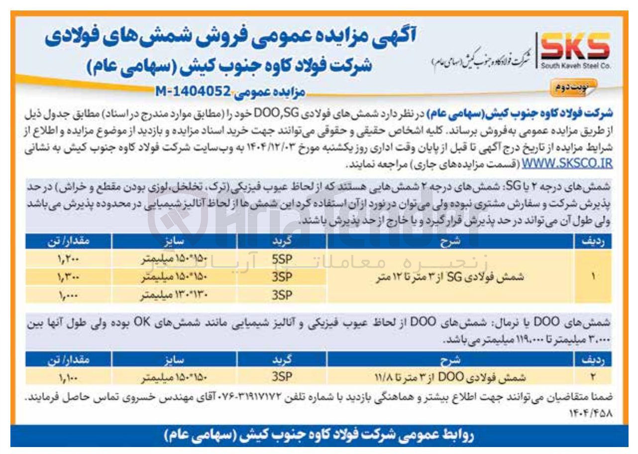 تصویر کوچک آگهی فروش شمش های فولادی 