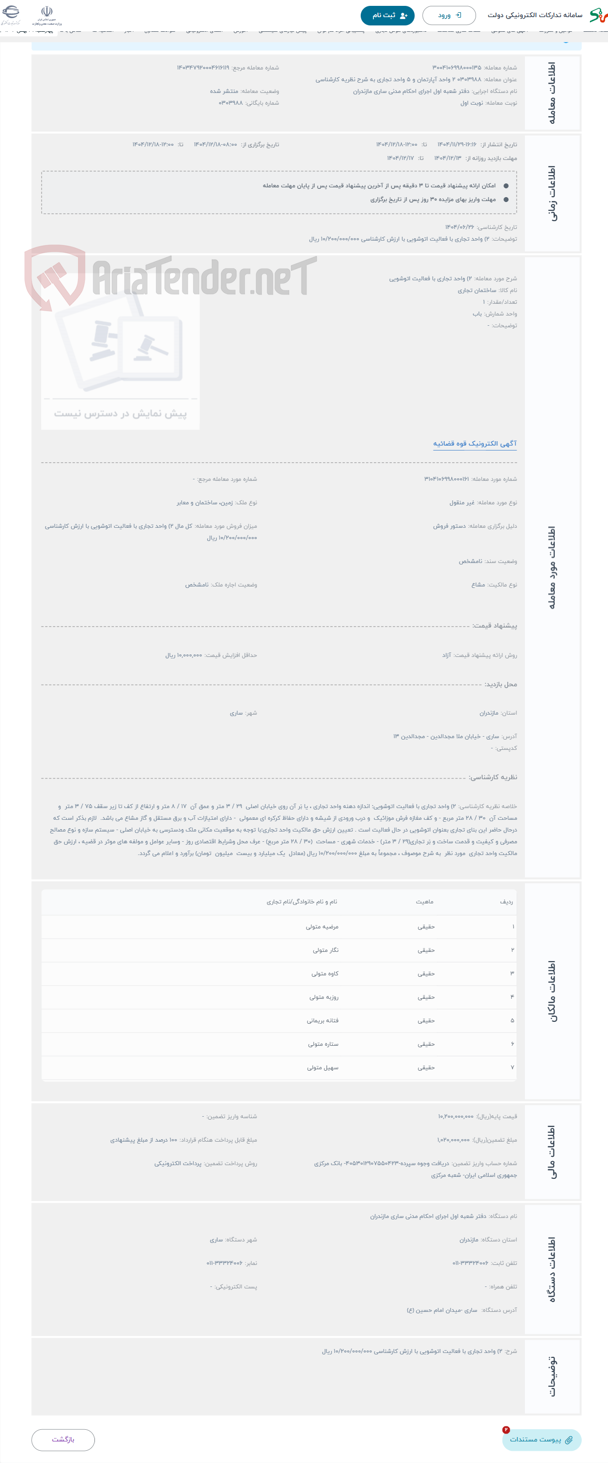 تصویر کوچک آگهی حراج 2) واحد تجاری با فعالیت اتوشویی
