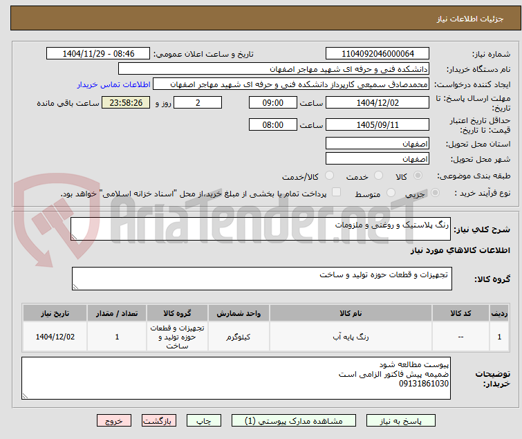 تصویر کوچک آگهی رنگ پلاستیک و روغنی و ملزومات