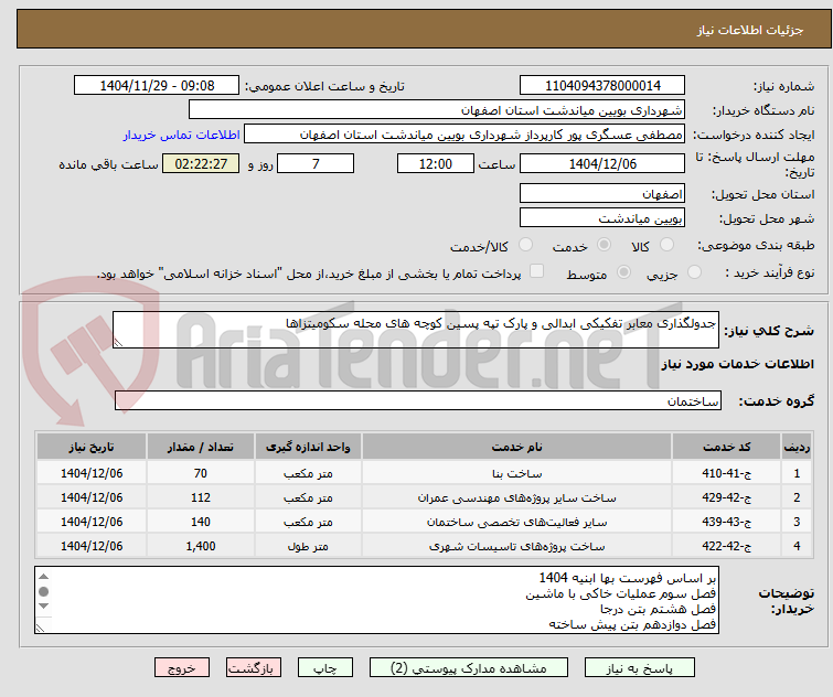 تصویر کوچک آگهی جدولگذاری معابر تفکیکی ابدالی و پارک تپه پسین کوچه های محله سکومیتزاها