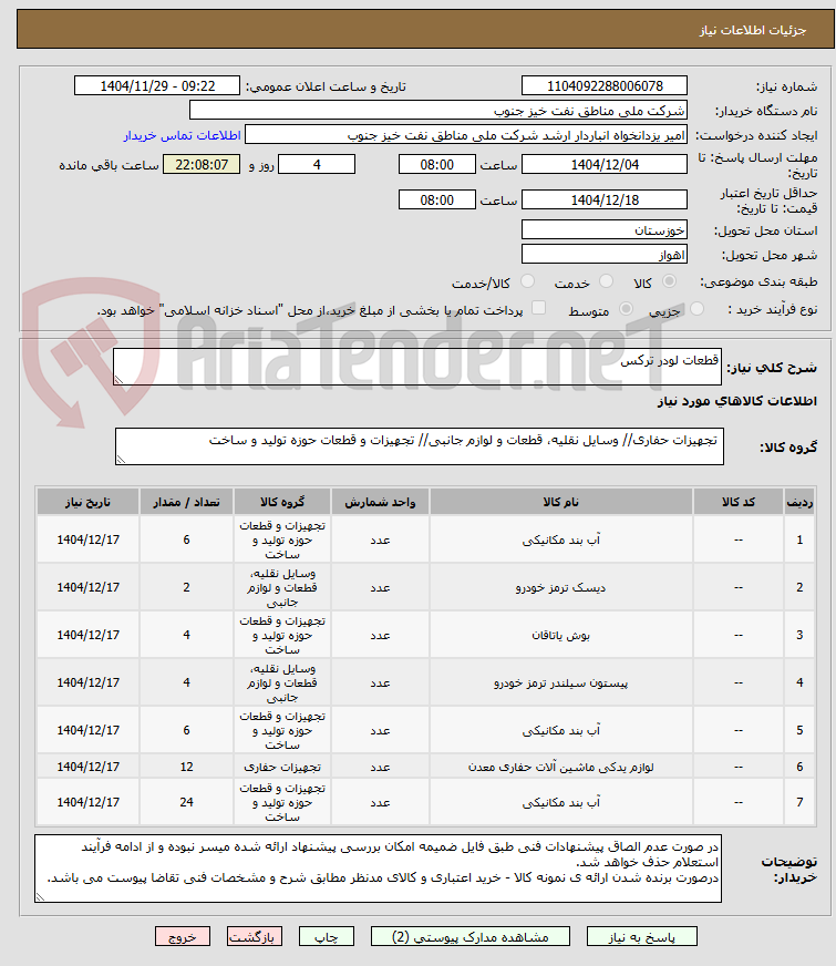 تصویر کوچک آگهی قطعات لودر ترکس