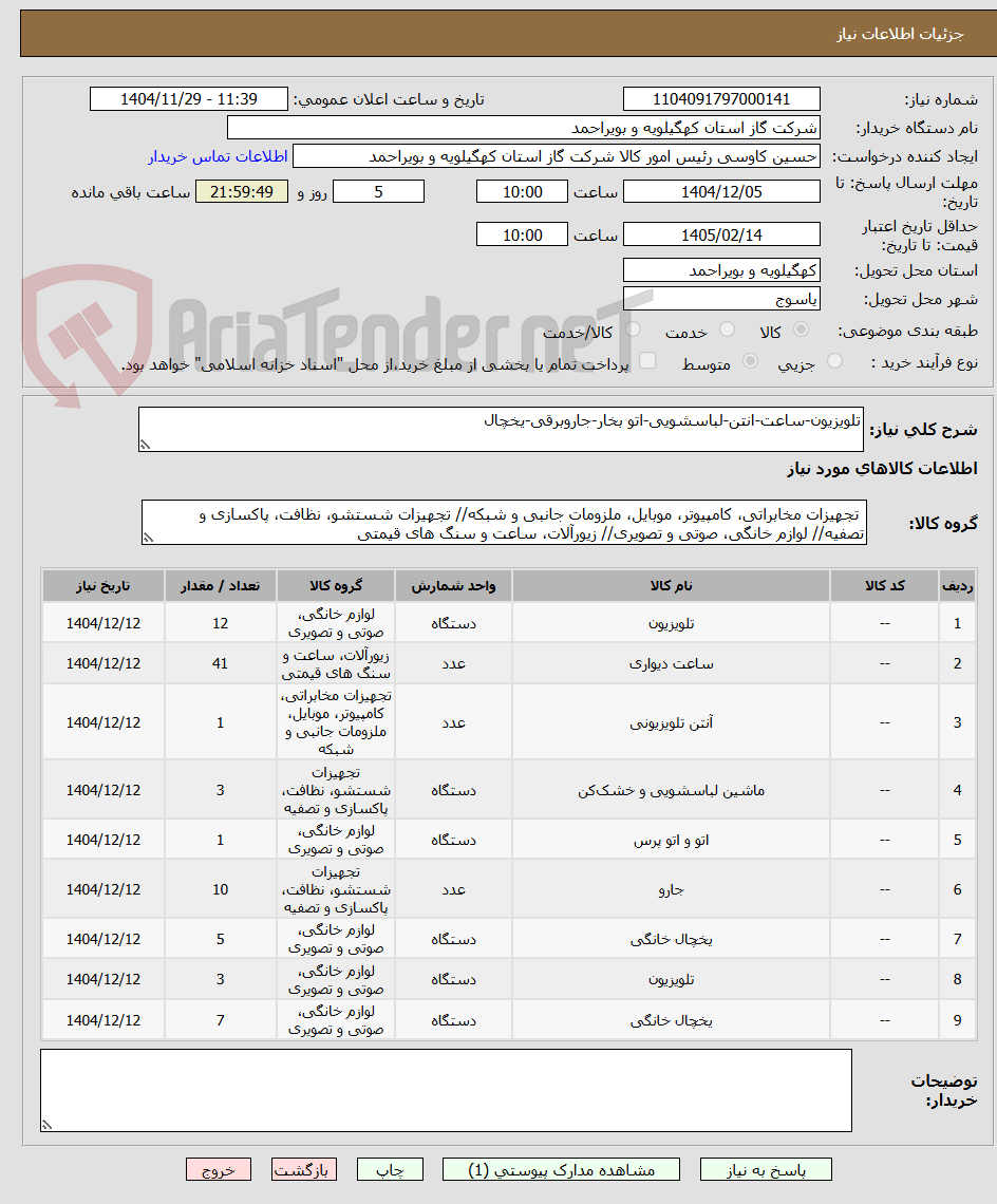 تصویر کوچک آگهی تلویزیون-ساعت-انتن-لباسشویی-اتو بخار-جاروبرقی-یخچال