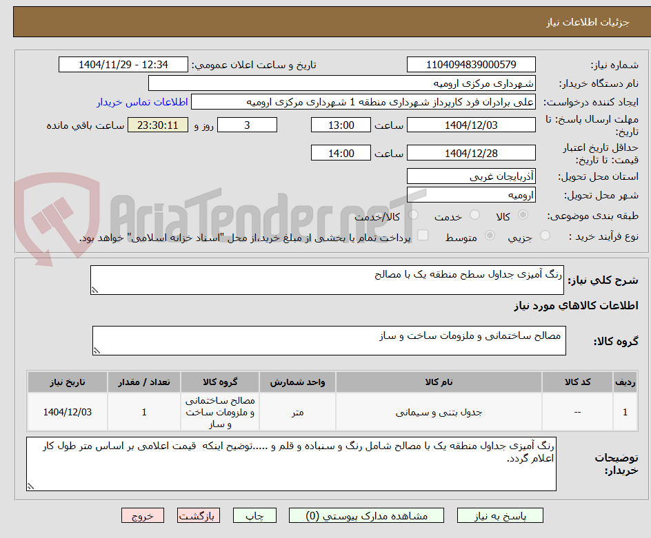 تصویر کوچک آگهی رنگ آمیزی جداول سطح منطقه یک با مصالح