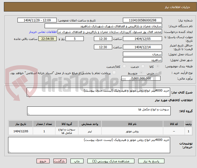 تصویر کوچک آگهی خرید 4000لیتر انواع روغن موتور و هیدرولیک (لیست جدول پیوست)