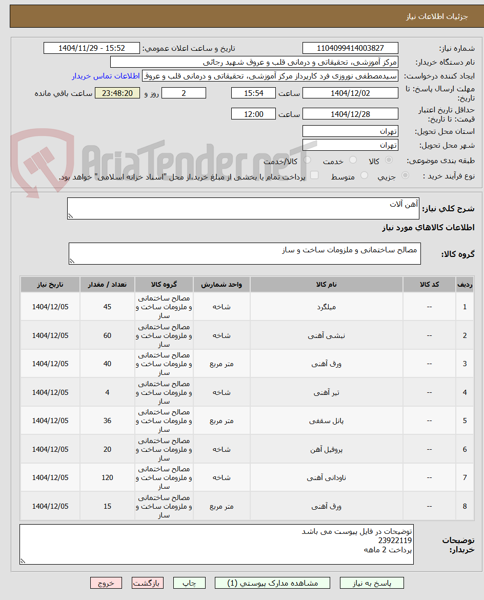 تصویر کوچک آگهی آهن آلات