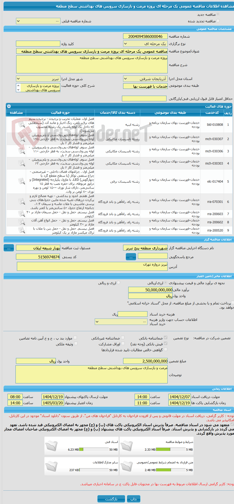 تصویر کوچک آگهی مناقصه عمومی یک مرحله ای پروژه مرمت و بازسازی سرویس های بهداشتی سطح منطقه