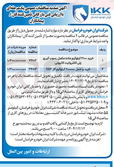 تصویر کوچک آگهی خرید ۲۱۰۰ کیلوگرم ماده مکمل رسوب گیری پلی الکترولیت کاتیونی