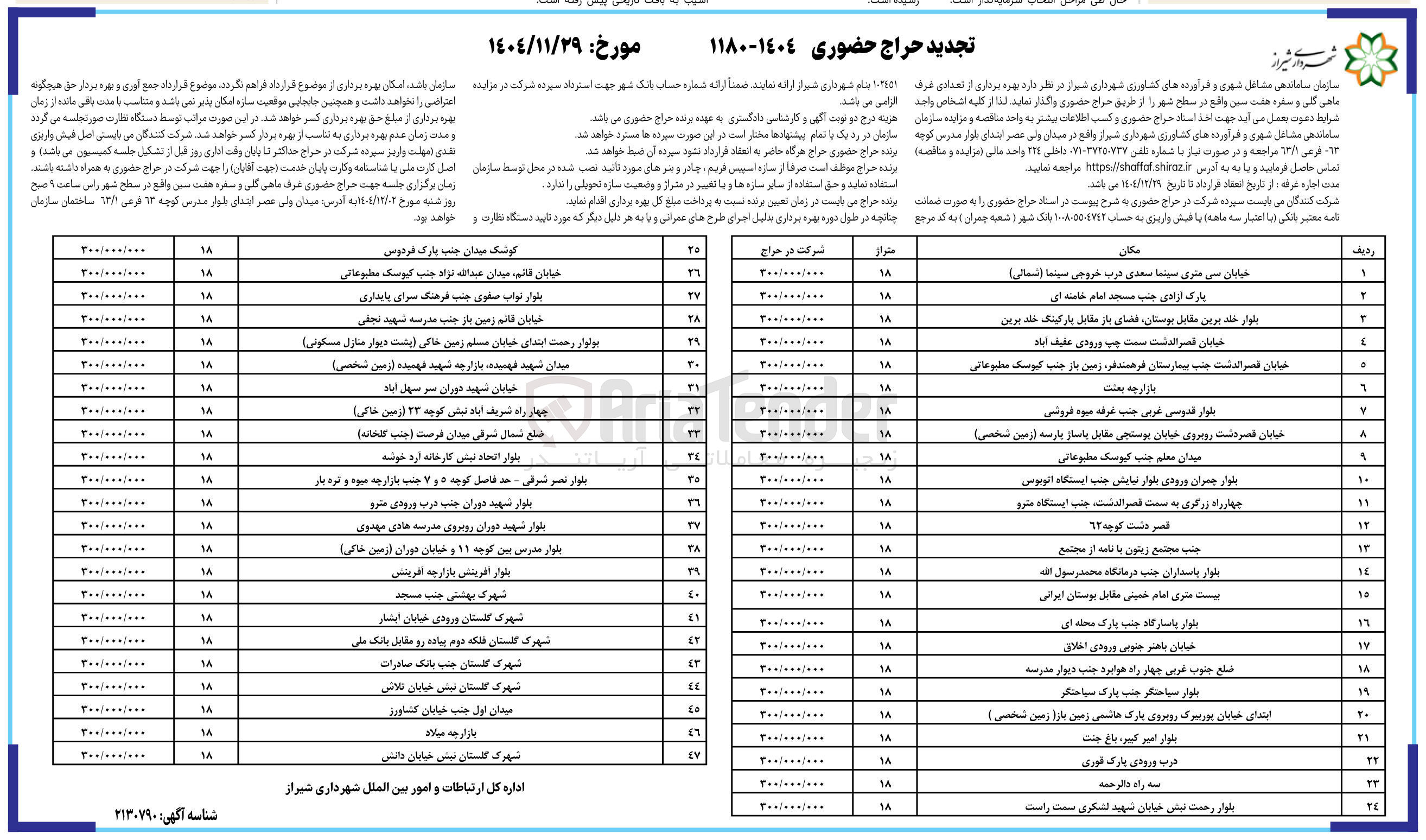 تصویر کوچک آگهی بهره برداری از تعدادی غرف ماهی گلی و سفره هفت سین