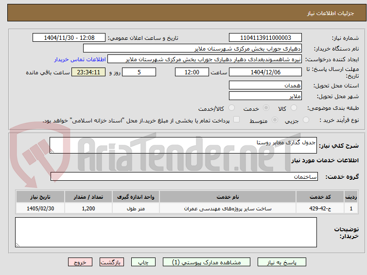 تصویر کوچک آگهی جدول گذاری معابر روستا 