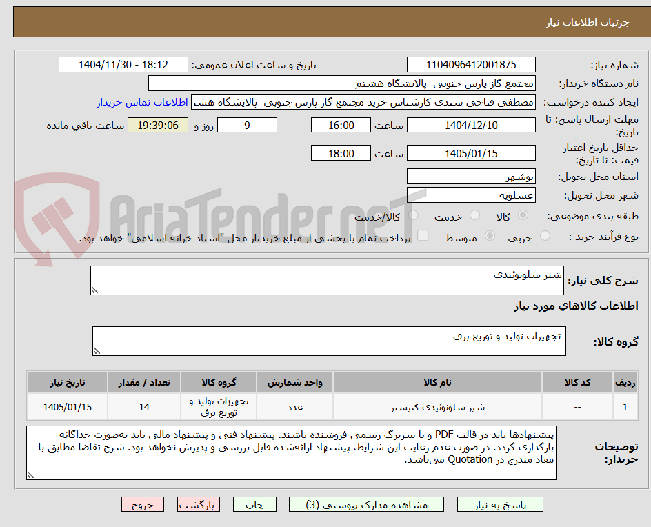 تصویر کوچک آگهی شیر سلونوئیدی