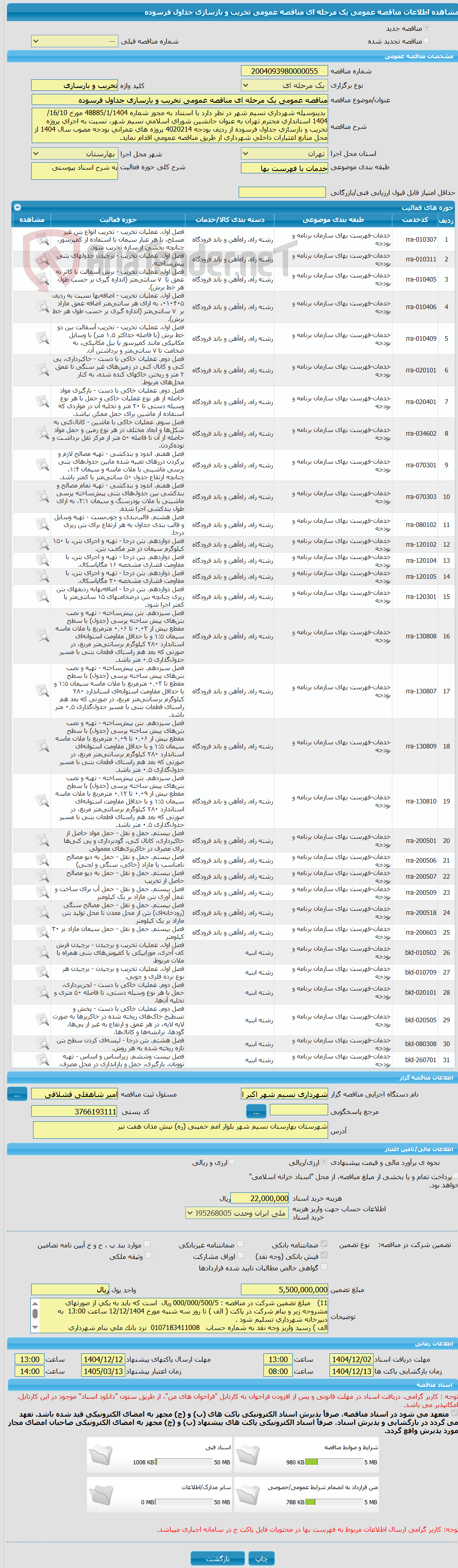 تصویر کوچک آگهی مناقصه عمومی یک مرحله ای مناقصه عمومی تخریب و بازسازی جداول فرسوده