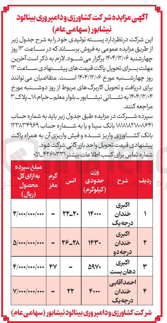 تصویر کوچک آگهی فروش پسته تولیدی