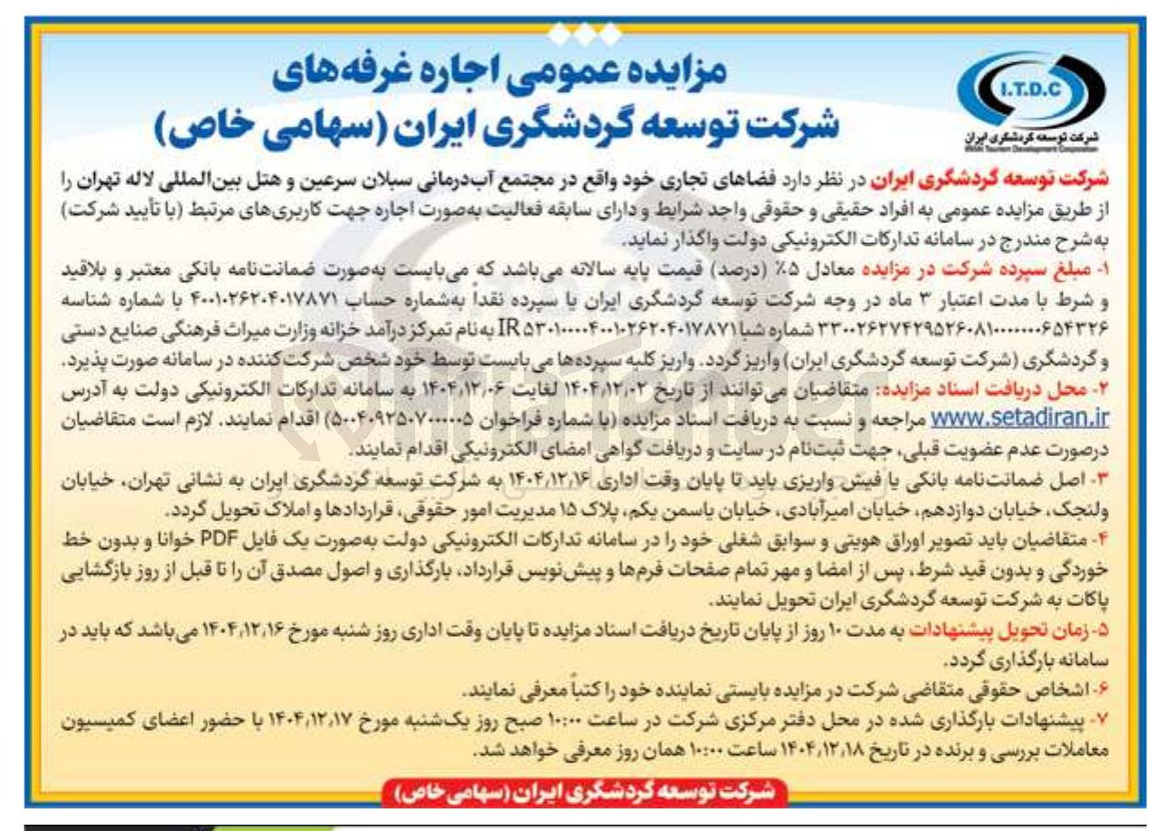 تصویر کوچک آگهی اجاره فضاهای تجاری
