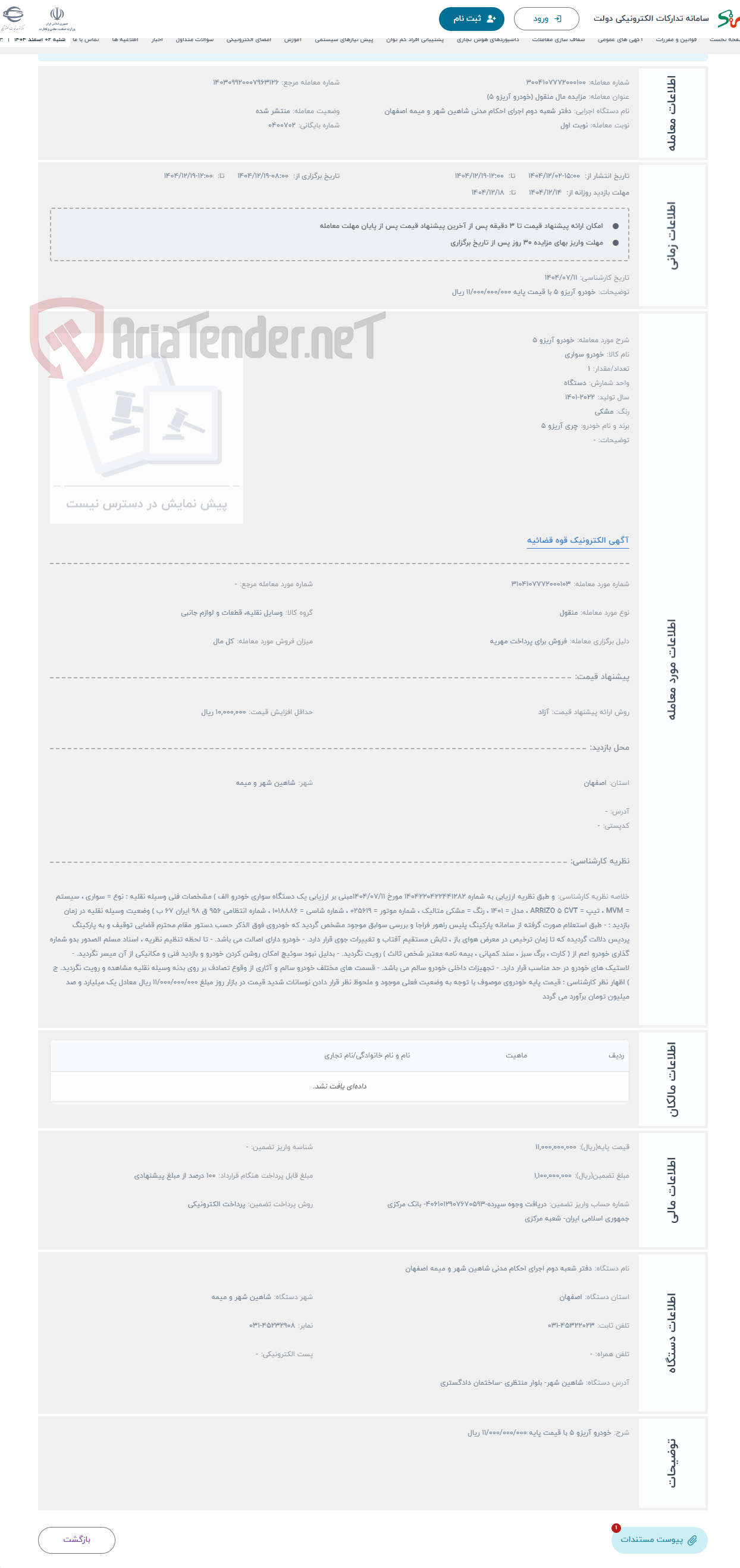 تصویر کوچک آگهی حراج خودرو آریزو 5