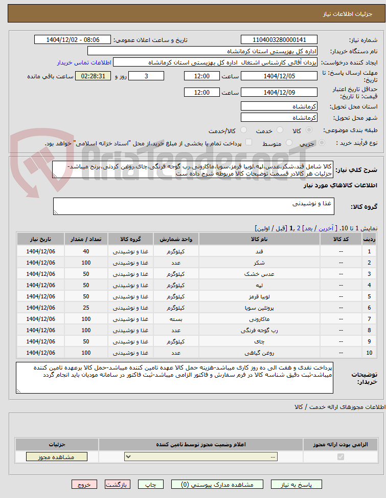 تصویر کوچک آگهی کالا شامل قند،شکر،عدس،لپه،لوبیا قرمز،سویا،ماکارونی،رب گوجه فرنگی،چای،روغن کردنی،برنج میباشد-جزئیات هر کالادر قسمت توضیحات کالا مربوطه شرح داده ست