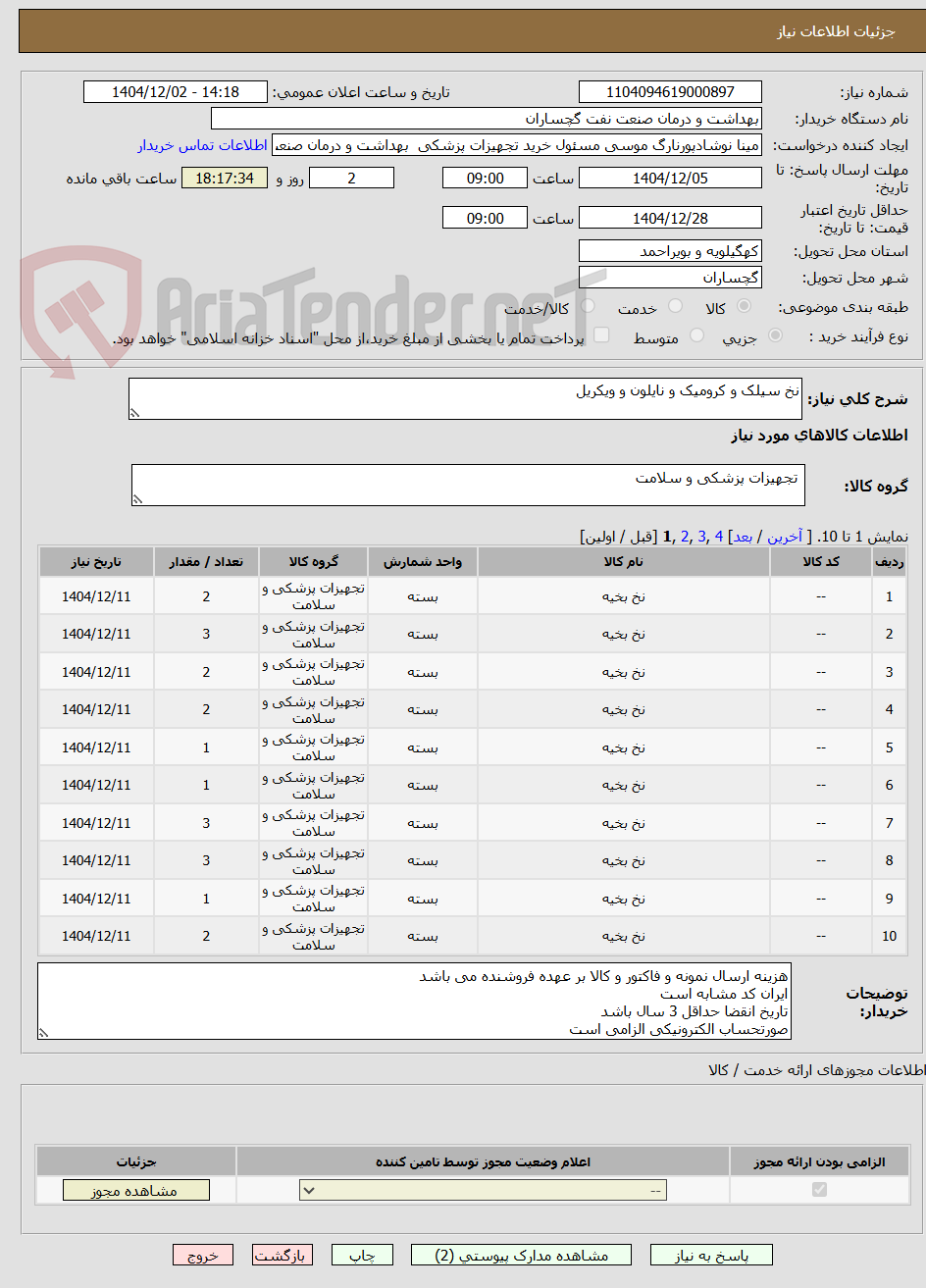 تصویر کوچک آگهی نخ سیلک و کرومیک و نایلون و ویکریل  